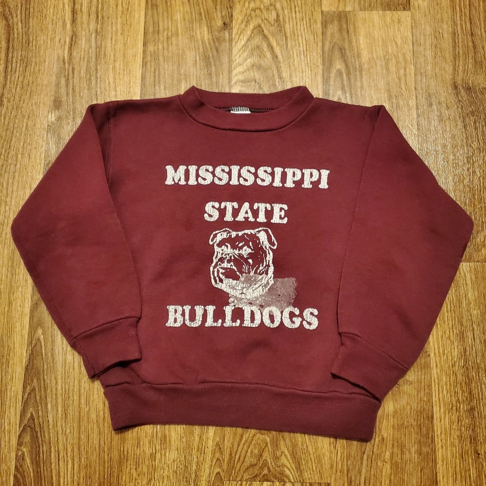 Vintage 80s‎ Mississippi State Bulldogs Sweatshirt Kids Youth 6 Maroon Russell